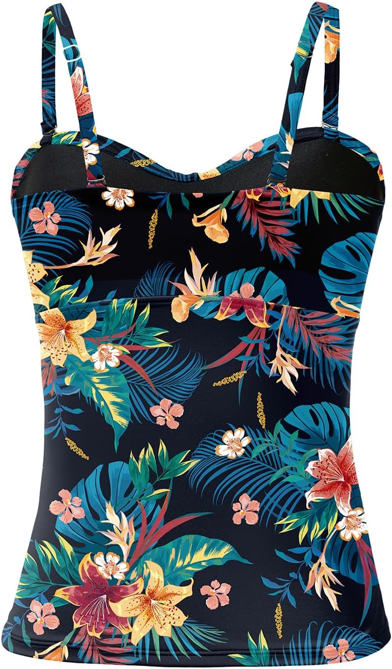 Holipick Tankini Top for Women Twist Front Bandeau Swimsuit Tummy Control Bathing Suit Tops Only No Bottom - Image 2